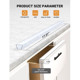 SARDVISA 17.5" Cabinet Door Protector - 4-Pack Transparent Flexible PVC Edge Guard, Snugly Fit Slip-On Bumper for Kitchen Cabinets, Prevents Wear, Chipping & Discoloration, 3/4" Thick
