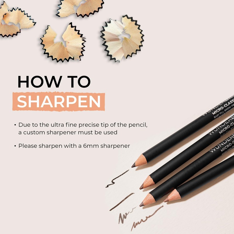 Wunderbrow Micro-Classic Brow Pencil, 2.5mm tip for precision filling, Vegan