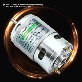 ‌12V 775 DC Motor - High Torque (Max 20000 RPM) Dual Ball Bearing, Built-in Cooling Fan for Power Wheels Upgrade 2pcs (Round Shaft, Includes Bracket-2Pack)