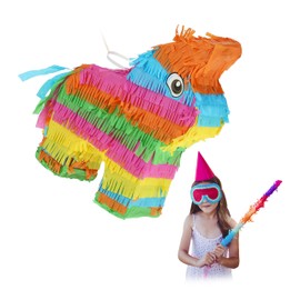 Relaxdays Pinata, Esel, Lama, Geburtstag, zum Aufhängen, Mädchen & Junge, HBT 27,5 x 25 x 7 cm, Regenbogen, Kinder, bunt, 10042839