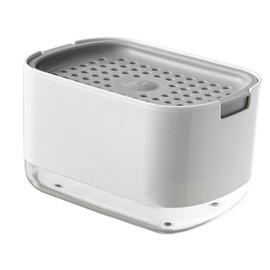 Cryfokt Dispensador de Jabón, Dispensador de Jabón y Soporte para Esponja de Primera Calidad. Caja de Jabón Compacta y Duradera Tipo Prensa, Juego de Dispensador con Bomba (Blanco)