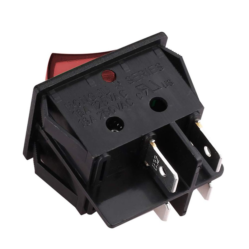 CLDIY DPST 4 Pins 2 Position On/Off Red LED Light