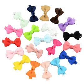 20 Stück süße Schleifen, kleine Haarnadeln, Krokodilklemmen, Haarspangen für Mädchen, Kinder, Kleinkinder, Frauen, mehrfarbig, langlebig, kein Ausfransen, kein Verrutschen.