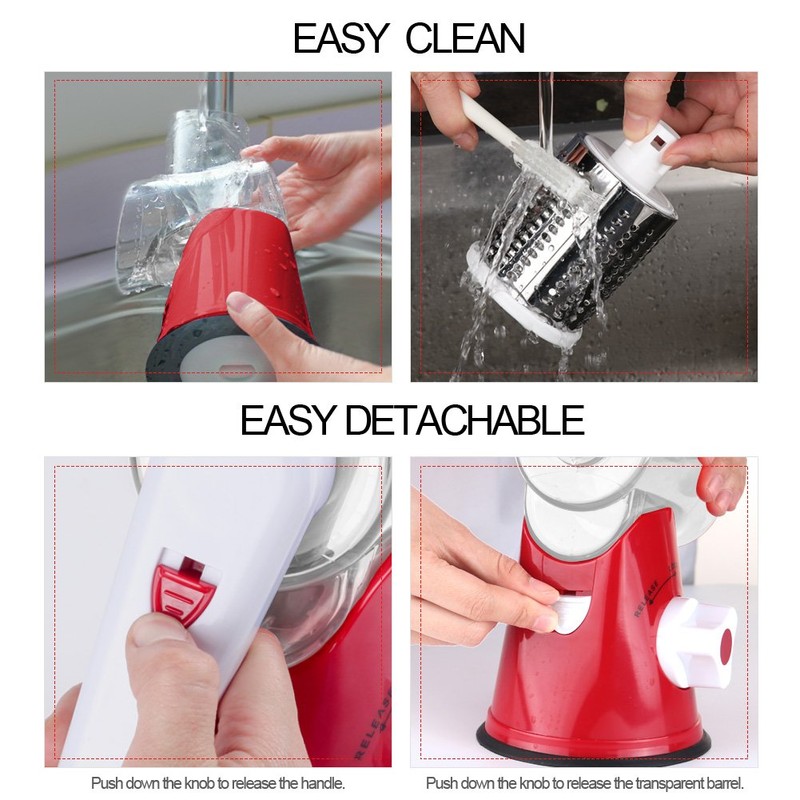 Ourokhome Vegetable Mandoline Slicer Chopper- Rotary Cheese Grater with 3