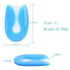 Silicone Gel Heel Cups, Heel Pads for Plantar Fasciitis,Heel Spurs & Heel Pain Foot Care (L)