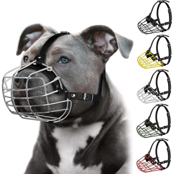 BUDKAS Pitbull Dog Muzzle Metal Mask Amstaff Secure Wire Basket