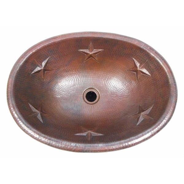 19" Oval Copper STAR Vanity Bathroom Sink in Aged Copper Patina