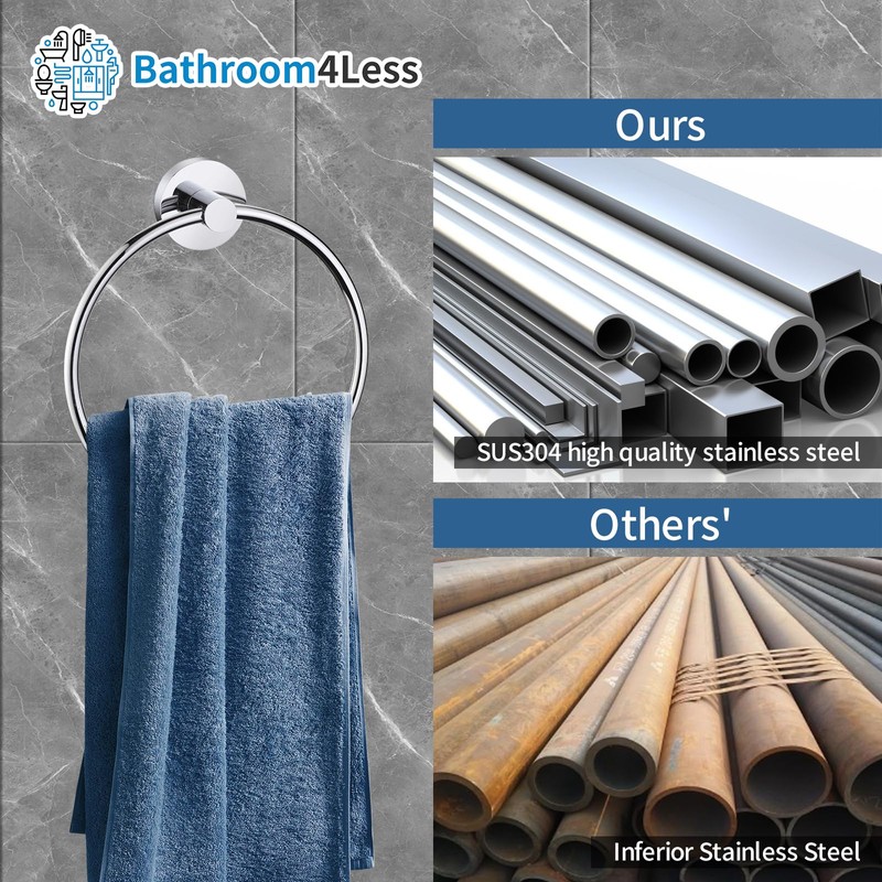 iBathUK Harrow Towel Ring, Stainless Steel Hand Towel Holder, Wall