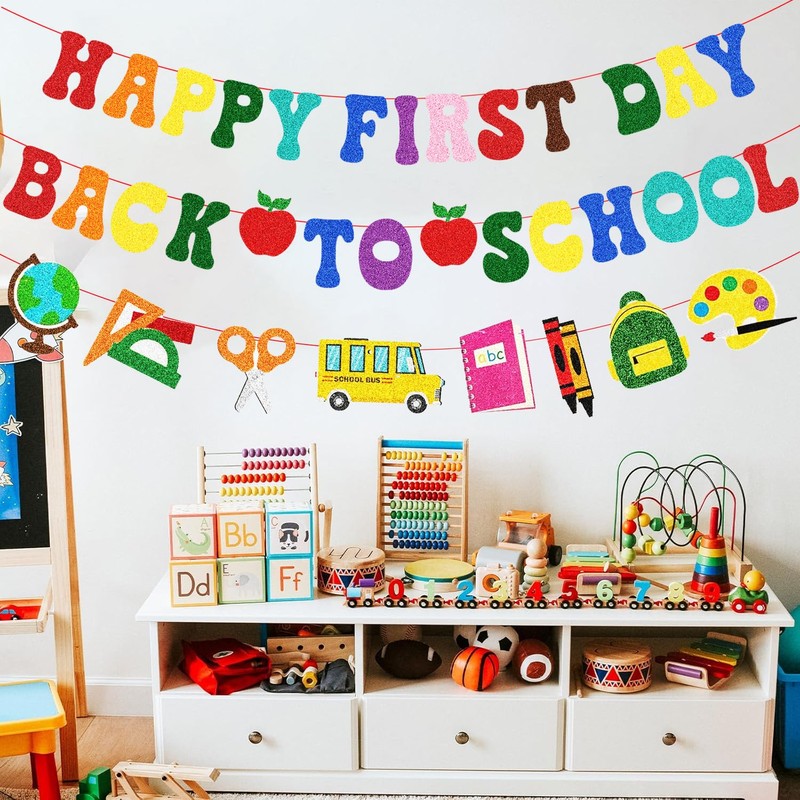 Happy First Day Back To School Banner Decorations for Home