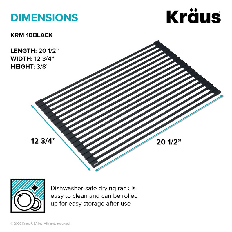 Kraus Roll Up Dish Drying Rack with Self-Draining Silicone Dish