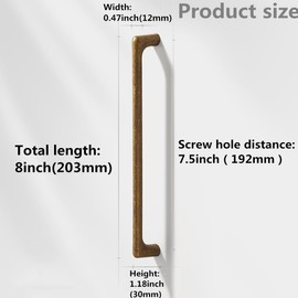 SYZOW 6 Pack Cabinet Handles Antique Bronze Modern Handles Furniture Handles, 192mm Hole Spacing Antique Bronze, Gold Kitchen Cupboard Handles