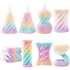 8-Pack 3D Printed Spiral Fidget Toys | PLA Stress Relief Toys for Adults & Kids | Impossible Cone & Pyramid Design (Vibrant Colors) (Colored D (8pcs))