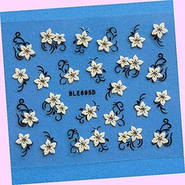 3D Perfect Rhinestone Flowers 5 Petals Nail Art Stickers Decals BLE695D for Nails Design Nail Art Stickers Decals Supplies Manicure Tips Sticker Colorful for Nail Decorations