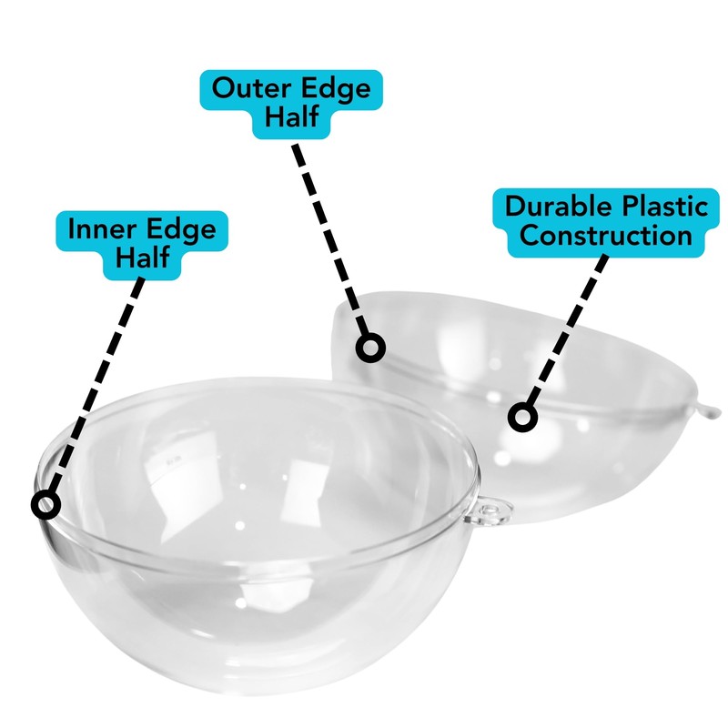 Iconikal Fillable Craft Clear Plastic Ball Ornament, 12-Pack (2-Inch (5cm))