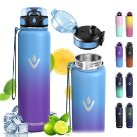 Vikaster Stainless Steel Water Bottle, 1000 ml Stainless Steel Drinking Bottle, Leak-proof Water Bottle for School, Sport
