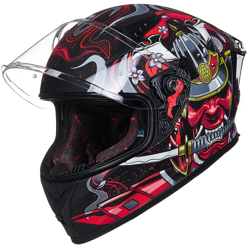 ILM Armor Red Full Face Motorcycle Helmets Mirrored&Clear Visors 2