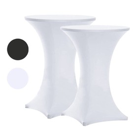 Tina's 24x43 Cocktail Spandex Stretch Square Corners Tablecloth (24x43, 2pc White)