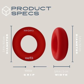 ActiveGoodsCo Hand & Forearm Exerciser - Single ring or Set, Resistance 10-120Lb, Diameter 2.5-3,5in. Visit to see more options (Single 100Lb-3.5in Red)