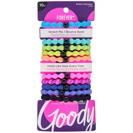 Goody Neon Colored Forever Hair Elastics, Assorted Colors, 10CT