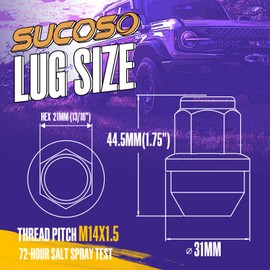 SUCOSO 14x1.5 Lug Nuts for F150, OEM Stock Solid One Piece Design Wheel Lugnuts for 2015-2023 Ford F-150 Expedition Lincoln Navigator Replacement Ford OE Factory ACPZ1012B 611008 Lugs Anti-Rust