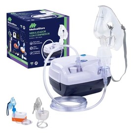 Medical Store Nebulizador Adulto e Infantil Super Silencioso Modelo CN116, Contiene Kit de Mascarilla Adulta e Infantil, Boquilla en T, Narizera, Manguera de Aire, Taza Nebulizadora y Repuestos para Filtros de Aire, Color Azul