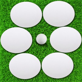RoundFunny 6 Pcs Golf Putt Target Holes Golf Target Circles Putting Green Accessories for Golfers Putting Practice Indoors Outdoors Aid(White)