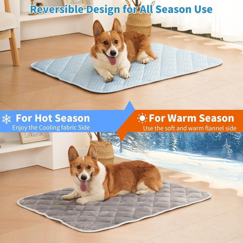 Petvolve Dog Cooling Mat 35.4" x 23.6", Double-Sided Dog Cooling