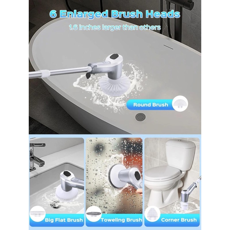 LOVEWE Electric Spin Scrubber, 4500mAh Cordless Cleaning Brush with Spray