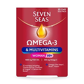 Seven Seas Omega-3 & Multivitamins Woman 50+, With Vitamin B12 and Calcium, 30-Day Duo Pack, 30 Omega-3 Capsules and 30 Multivitamin Tablets