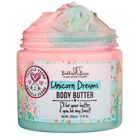Bella and Bear Manteca Corporal Sueños De Unicornio Bella & Bear - Cuidado De La Piel Vegano, Libre De Crueldad Animal, Crema Nutritiva - Hidratante Y Humectante - Para Todo Tipo De Piel - Mango Y Piñ