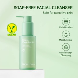 Madeca Derma Botanic Cleansing Gel, Gentle Korean Soap-free Cleanser for Women - Sensitive Skin, Hypoallergenic Low pH Cleanser to Remove Impurities with Plant-Based Vitamins, AHA & BHA (Small, 3.38 oz)