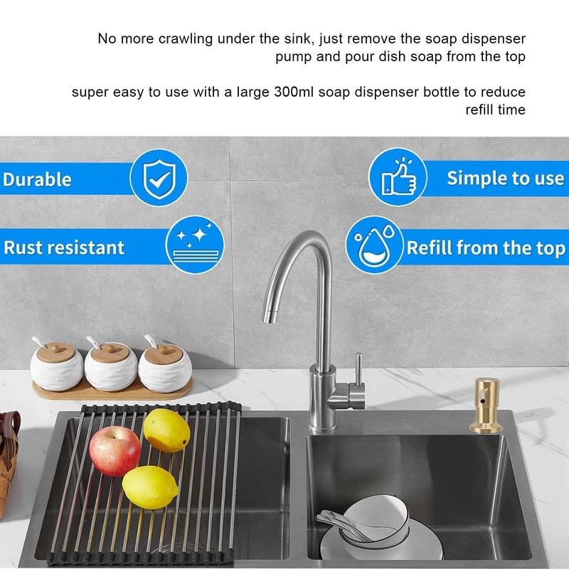 Sink Soap Dispenser, 300ml Built in Kitchen Sink Soap Dispenser