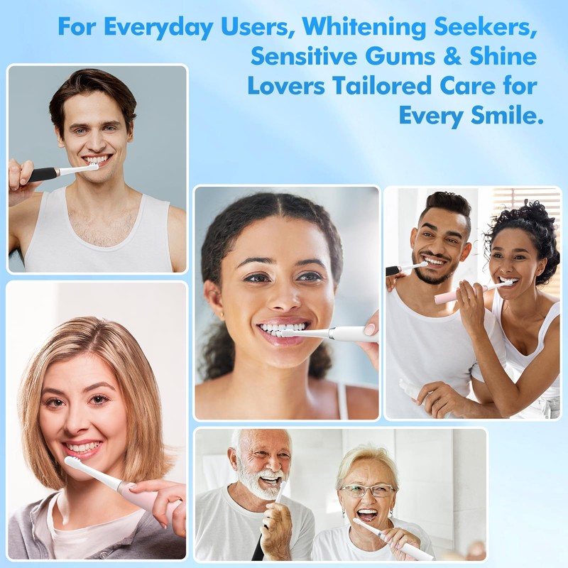 keosaa Sonic Electric Toothbrush with 8 Brush Heads, Rechargeable Toothbrush