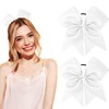 2 PCS 8" Cheer Bows, White Cheer Bow for Cheerleader,