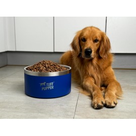 Tuff Pupper Heavy Duty Insulated Dog Bowl | Double Wall Stainless Steel Dog Food Dish | Non-Slip Spill Proof Dishwasher Safe Cat Bowl | Water Dish for Feeding Large Medium Small Pets (188oz, Blue)