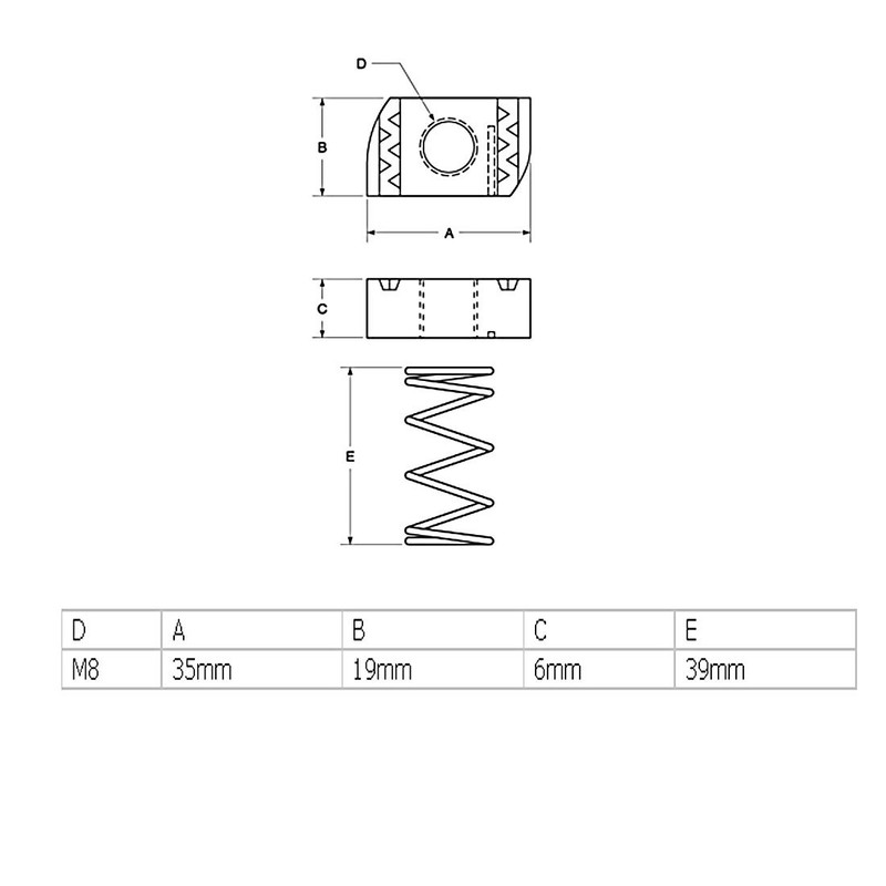 Sourcingmap M8 304 Stainless Steel Long Spring Channel Nuts 5pcs