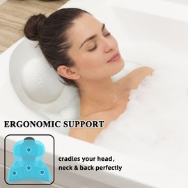 Silicone Bath Pillows for Tub,Luxury Bath Pillow Bathtub Pillow Neck and Back Support with Non-Slip Suction Cup Spa Gifts for Women(White)