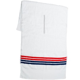 The Tour Towel | Large Golf Caddy Towel Terry Cloth, Absorbent 19" x 44", Center Cut, Perfect Hang Golf Cart Accessory and Golf Bag, White W/Red Stripes & Navy Stripes