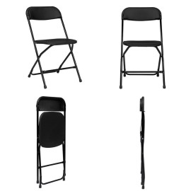 4pcs In/Outdoor Lawn Wedding Quality Stackable Plastic Folding Chairs Black