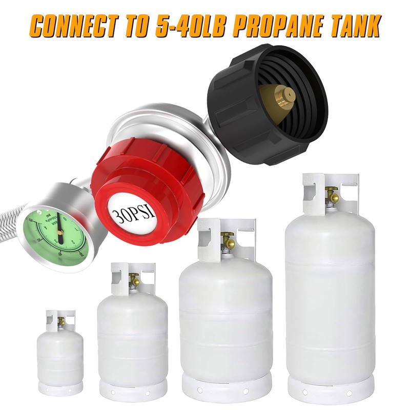 5 FT Propane Hose with Regulator for propane tank, 0-30PSI