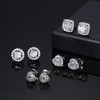 Sllaiss 4 Pairs 925 Sterling Silver Cubic Zirconia Stud Earrings