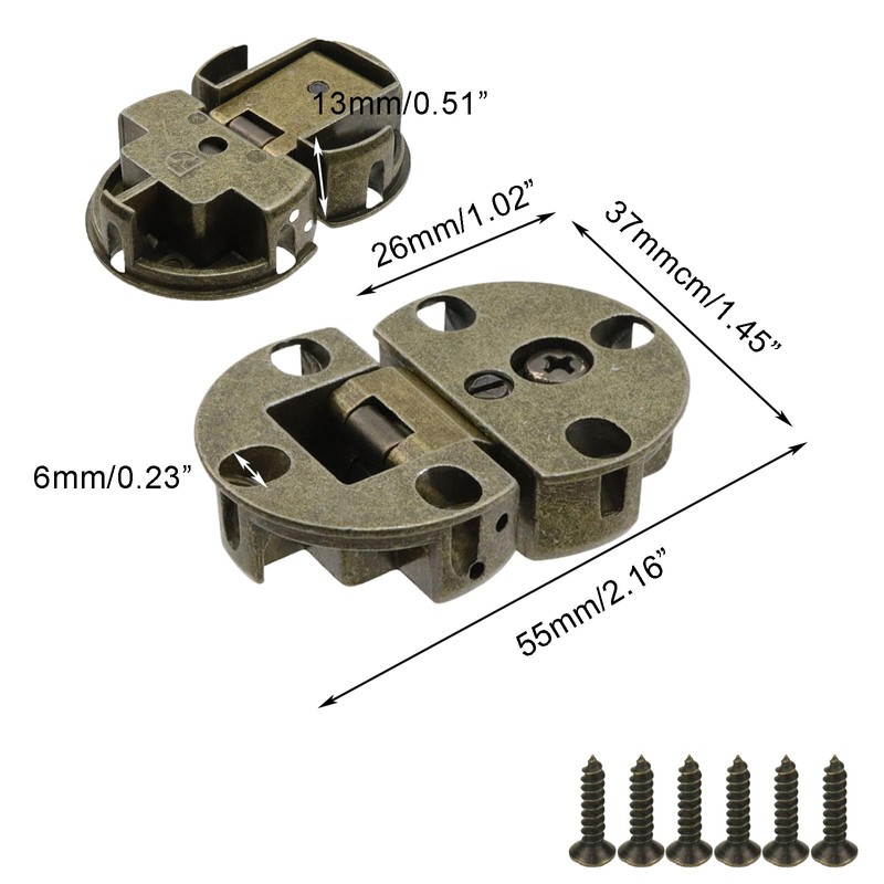 Sscon 2Packs 90 Degrees Adjustable Zinc Alloy Hinges Concealed Hinges