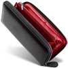 GRACE Men's Wallet, Round Zipper, Italian Carbon Leather, Large Capacity,