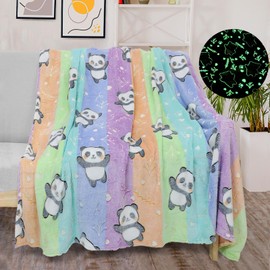 Children's Cuddly Blanket, Panda Blanket, Cuddly Blanket, Glow in the Dark, Fleece Blanket, Gift for Girls, Fluffy Blanket, Soft Blanket (Panda-A, 150 x 200 cm)