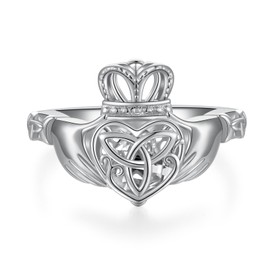 Claddagh Rings for Women 925 Sterling Silver Celtic Irish Jewelry Crown Heart Diamond Promise Ring Irish Gifts