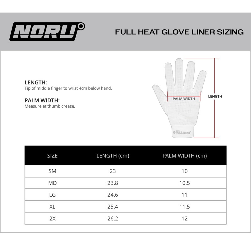 Noru Full Heat Glove Liner - Tri-Layer Fabric with Fleece