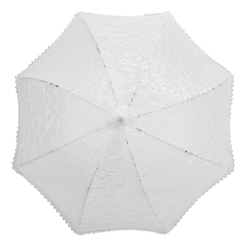 Lace Wedding Umbrella Romantic Embroidery Flower Bridal Umbrella Ergonomic Handle