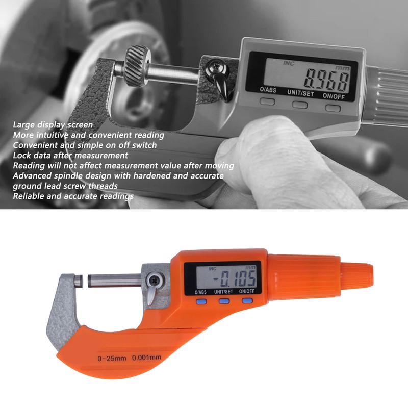 Digital Micrometer Electronic Spiral Thickness Measuring Tool 0.001mm Resolution Gauge