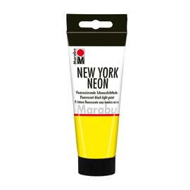 Marabu New York Neon 12660050321 Neon Colour Neon Yellow 100 ml Suitable for Black Light Water-based, Lightfast, Weatherproof, Quick Drying, for Brushing and Dabbing on Absorbent Surfaces
