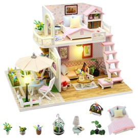 SICSHTOP Dolls House Kit, 3D Wooden Puzzle Booknook Model Kits with Furniture and Dust Cover, Art Bookshelf Insert Decor for Adults, Cteative Birthday Present for Your Lovers and Friends